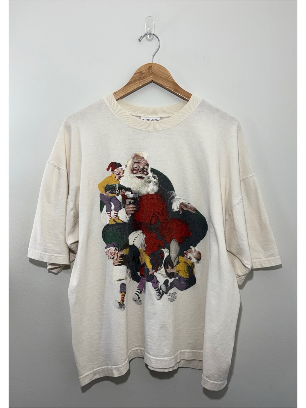 Vintage 1992 Coca-Cola Santa Claus Christmas graphic print t-shirt (XL)